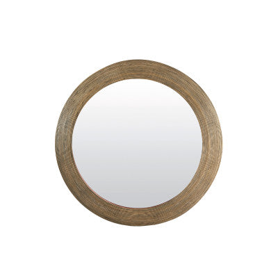 Piedre Brown Rattan Round Wall Mirror 109.5cm