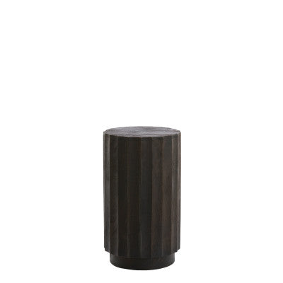 Ellena Matt Dark Russet Wood Plinth Side Table 60cm