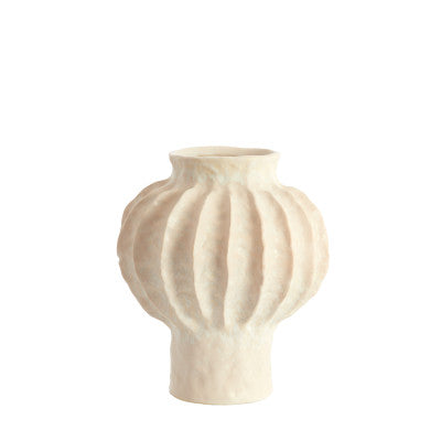 Hakone Cream Ribbed Ceramic Vase