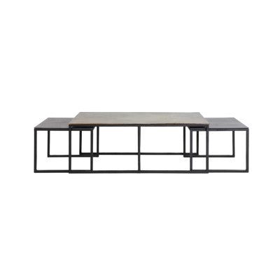 Kumalu Set of 3 Antique Bronze Metal Rectangular Coffee Tables Nest