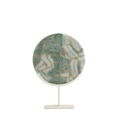 Gouya Green & Cream Agate Ornament on Stand 50cm