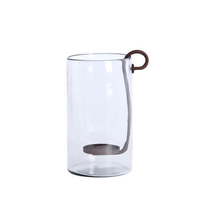 Dolega Clear & Antique Dark Brown Glass Hurricane Candle Holder 33cm