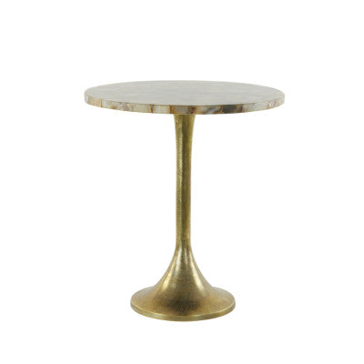 Rickerd Yellow Agate & Antique Bronze Round Side Table 53cm