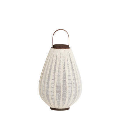 Dazio Natural Linen & Dark Brown Wood Hurricane Candle Holder 55cm