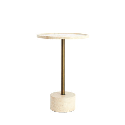 Civita Sand Travertine & Brown Bronze Side Table