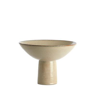 Vasco Gloss Beige Ceramic Decorative Bowl on Stand