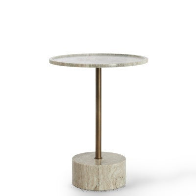 Civita Sand/Grey Marble & Brown Bronze Round Side Table 53cm