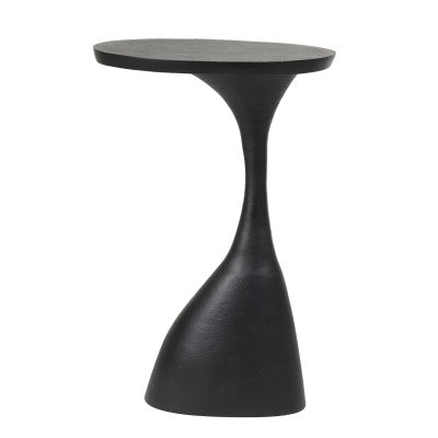 Macau Matt Black Sculptural Metal Oval Side Table 61cm