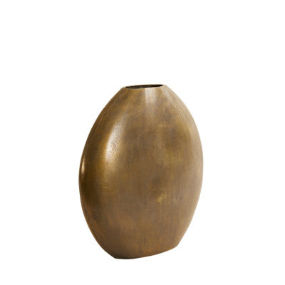 Positano Oval Flat Antique Bronze Metal Vase 42cm