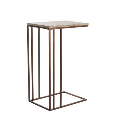 Roshan Brown Travertine Rectangular Side Table