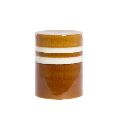 Mooca Cognac/White Striped Ceramic Round Side Table 44cm
