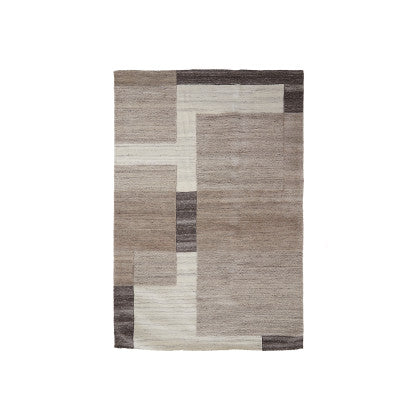 Almao Beige & Dark Brown Wool Rectangular Rug 300x200cm