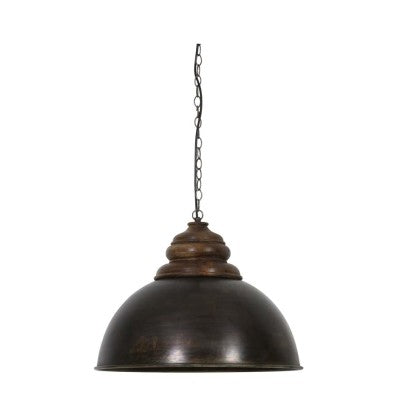 Leia Black Zinc & Top Brown Wood Pendant Light