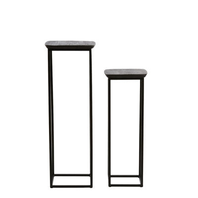 Quenza Set of 2 Matt Black Acacia Wood Plinths