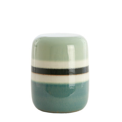 Franca Green Striped Ceramic Round Side Table