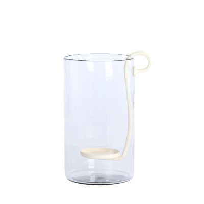 Dolega Clear & Cream Glass Hurricane Candle Holder 33cm