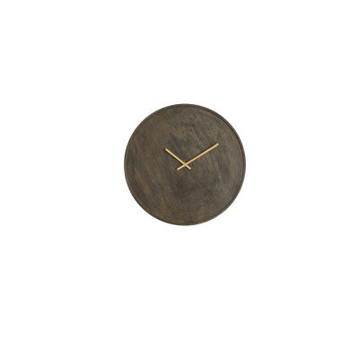 Veti Dark Brown Mango Wood & Gold Wall Clock 41cm