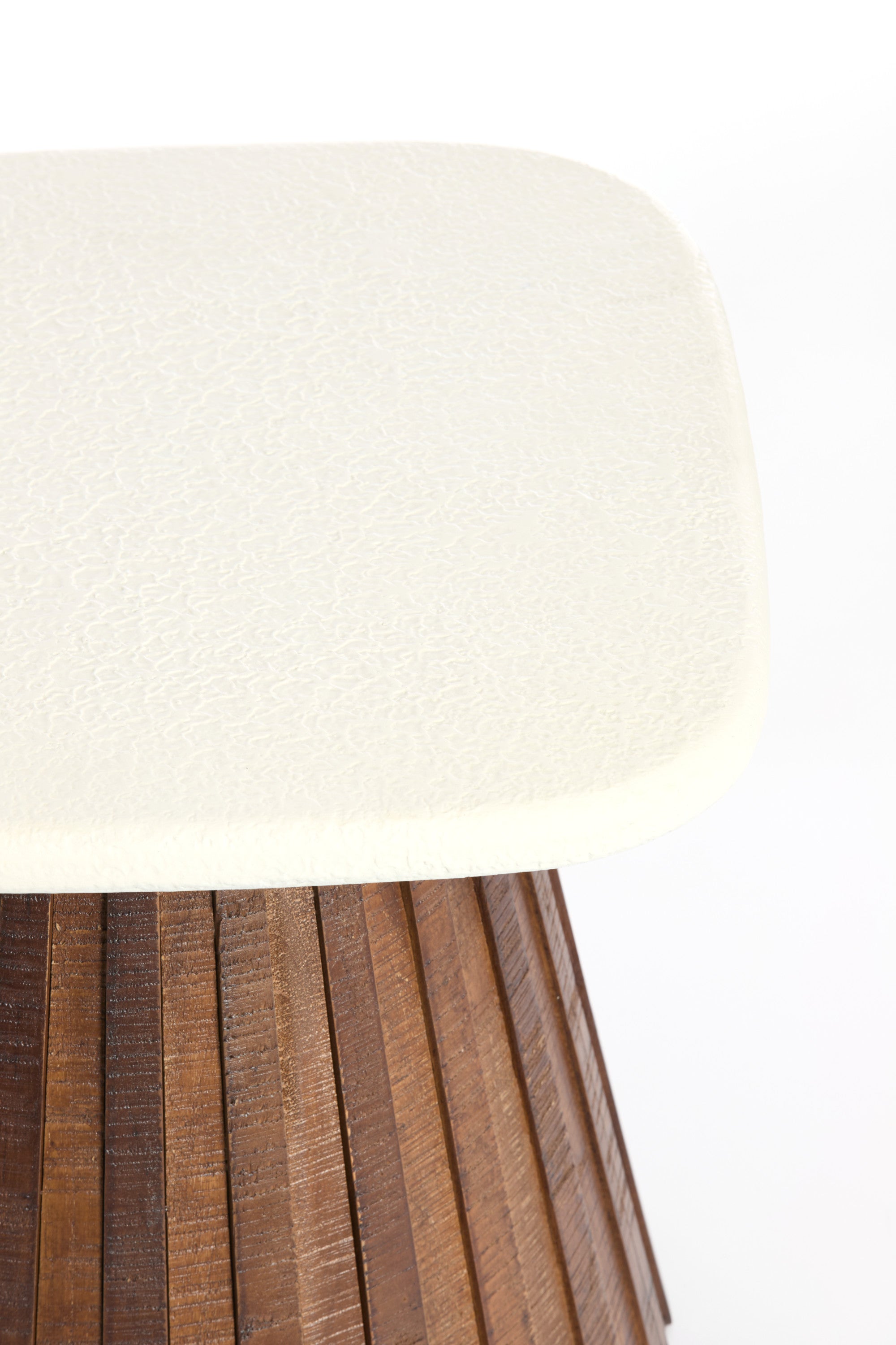Okato Cream & Brown Wood Side Table 40cm