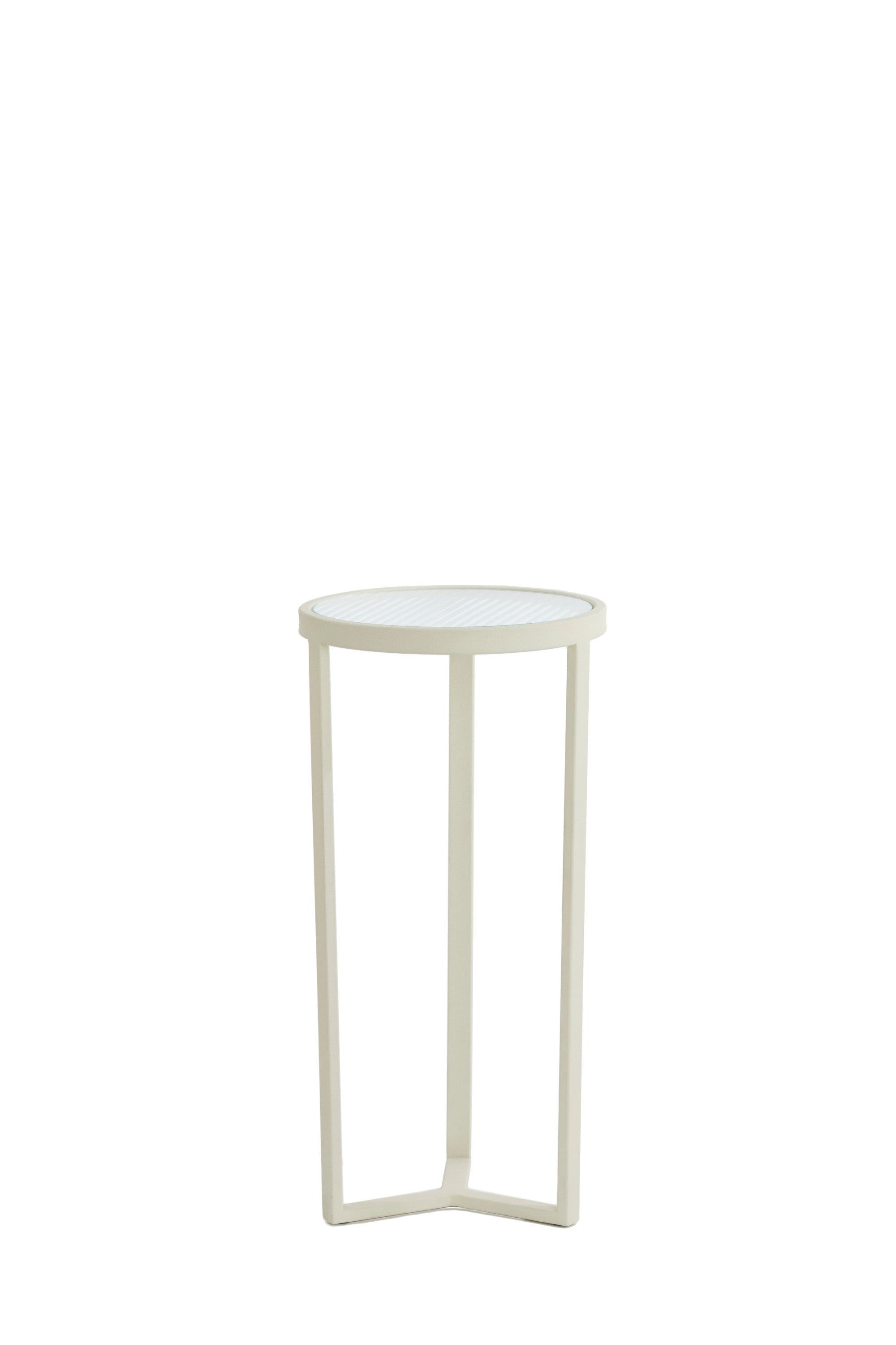 Retiro Clear Ribbed & Cream Glass Plinth Side Table 60.5cm