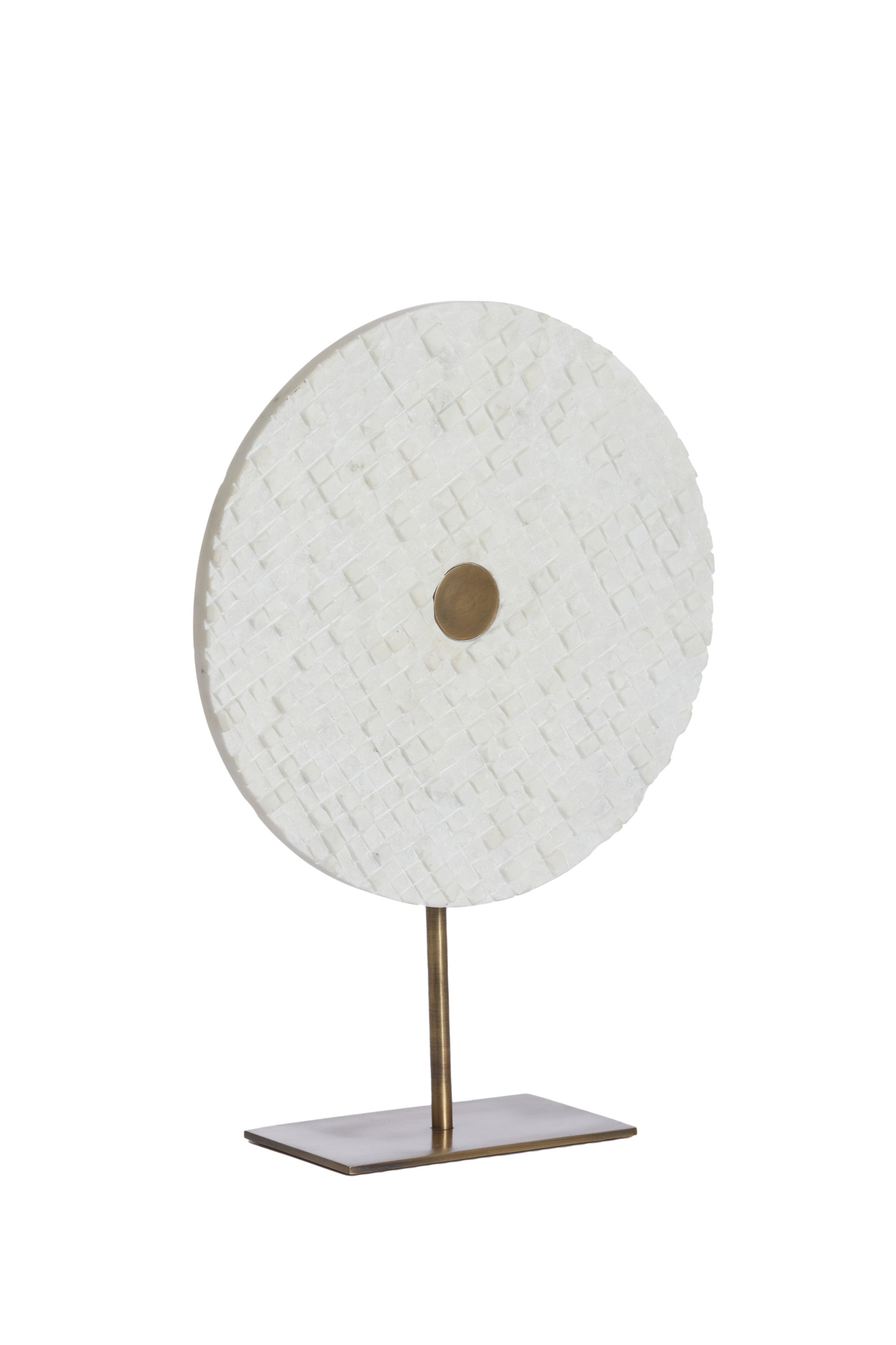 Yvo White Marble & Antique Bronze Ornament on Stand 50cm