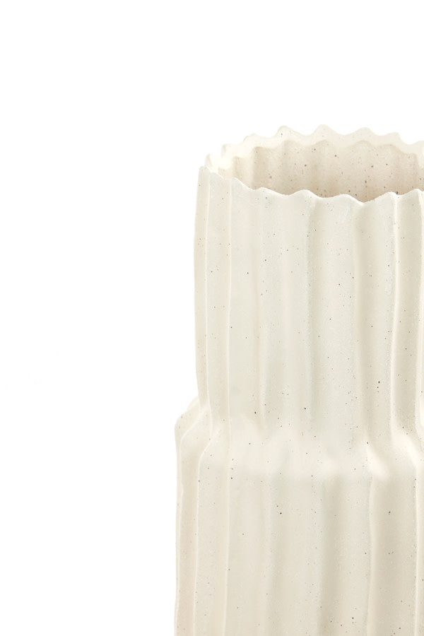 Longa Cream Ribbed Ceramic Vase 58cm