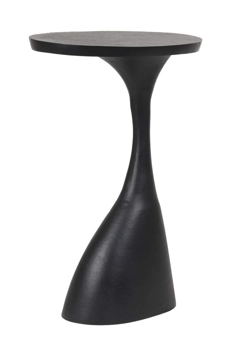 Macau Matt Black Sculptural Metal Oval Side Table 61cm