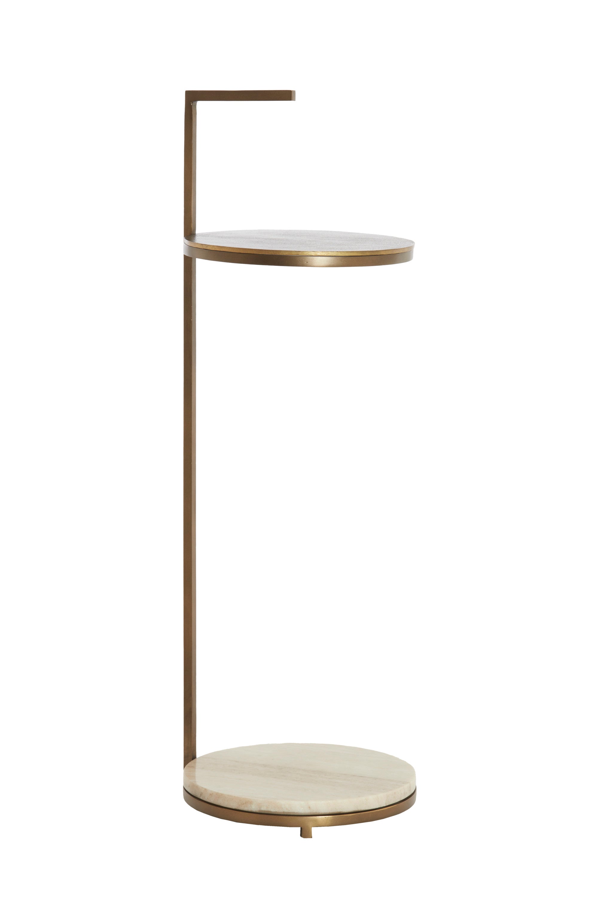 Leda Sand/Grey Marble & Brown Bronze Round Side Table
