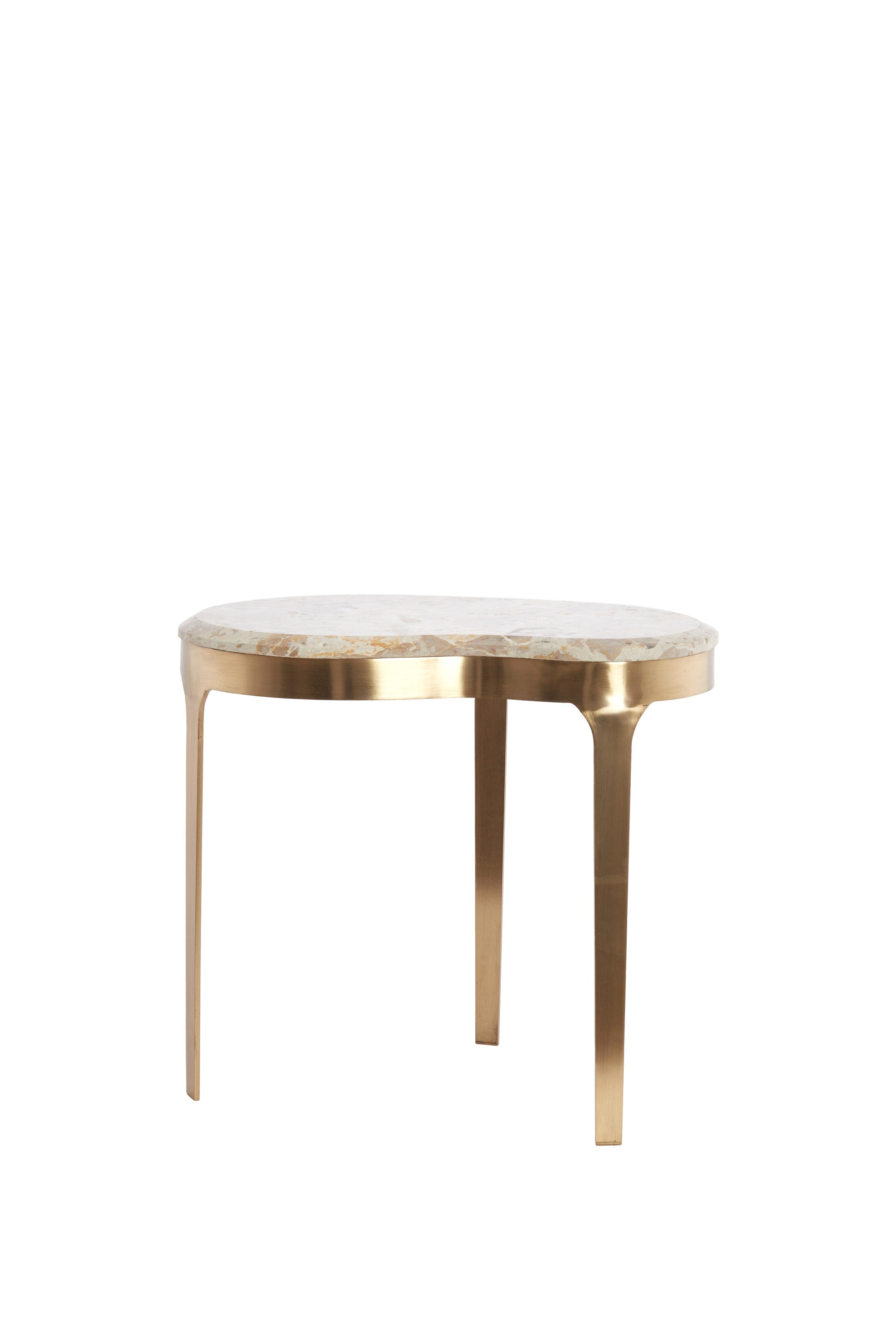 Giulio Taupe Marble & Antique Bronze Side Table