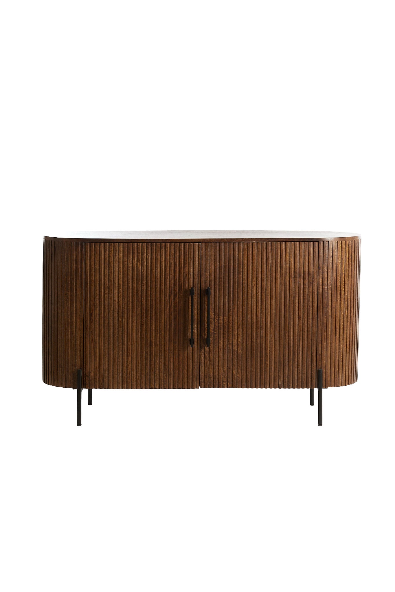 Dumosi Dark Brown Wood Slatted Sideboard