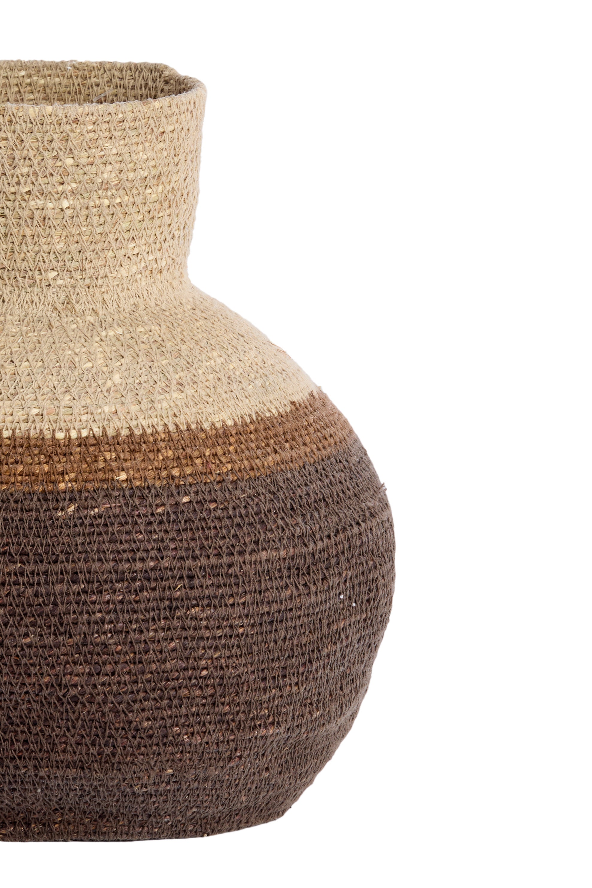 Bisira Natural & Brown Seagrass Storage Basket 27cm