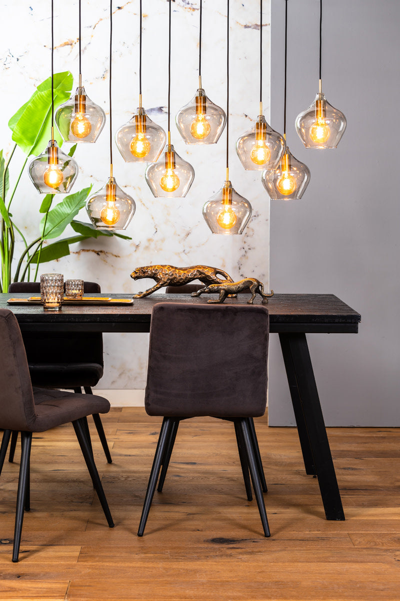 Rakel Antique Bronze & Smoked Glass 10 Light Pendant Light