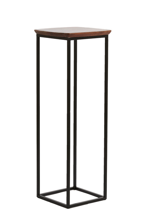 Quenza Set of 2 Brown Acacia Wood & Black Plinths