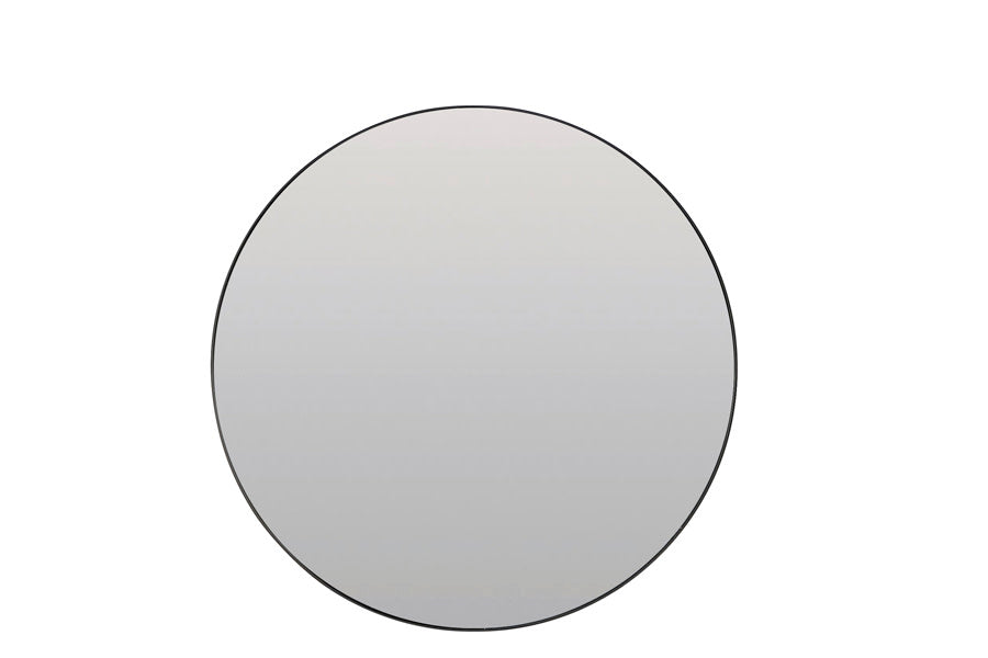 Espejo Clear Glass & Black Round Wall Mirror 116cm