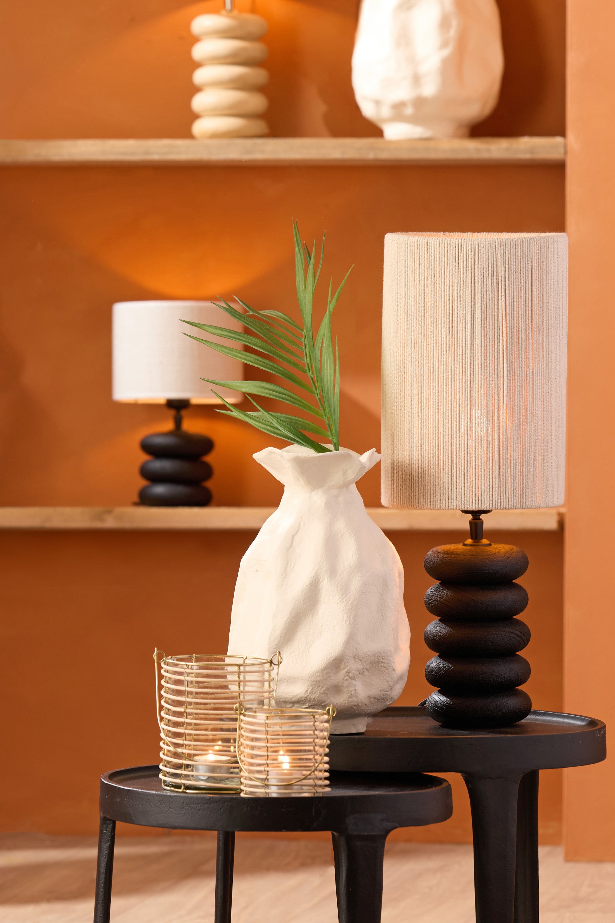 Budongo Black Wood Stacked Table Lamp Base 21cm