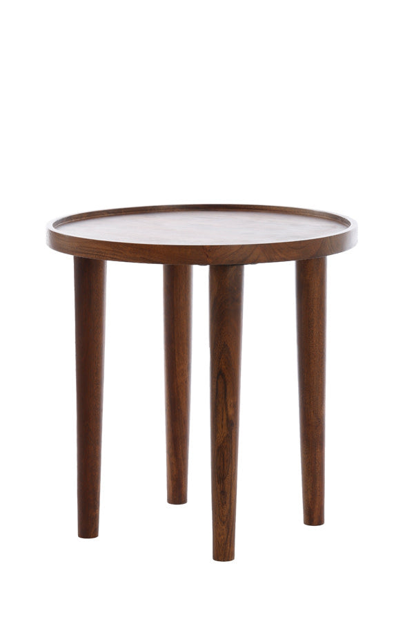 Qiano Brown Acacia Wood Round Side Table 49cm