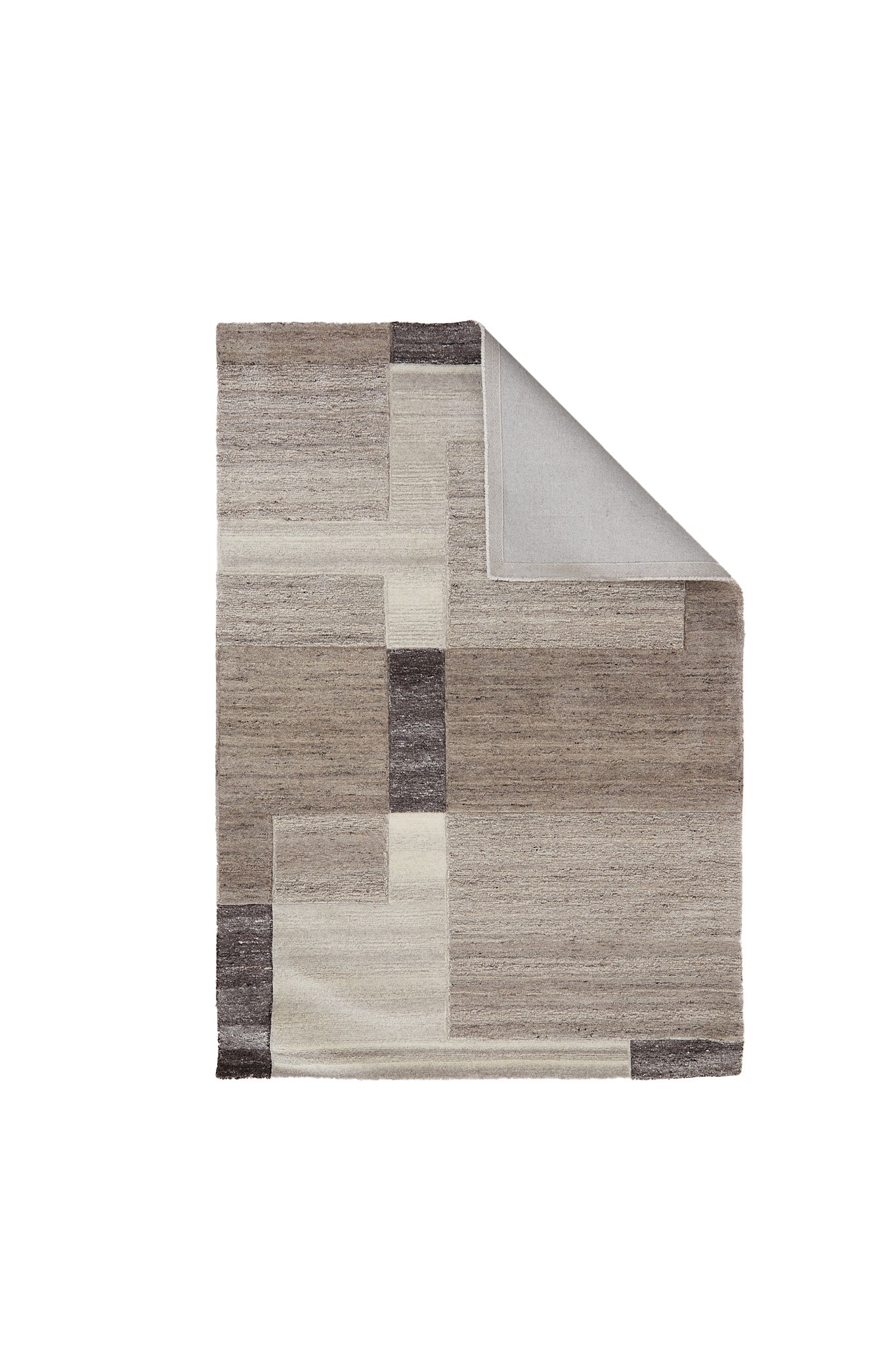 Almao Beige & Dark Brown Wool Rectangular Rug 160x230cm