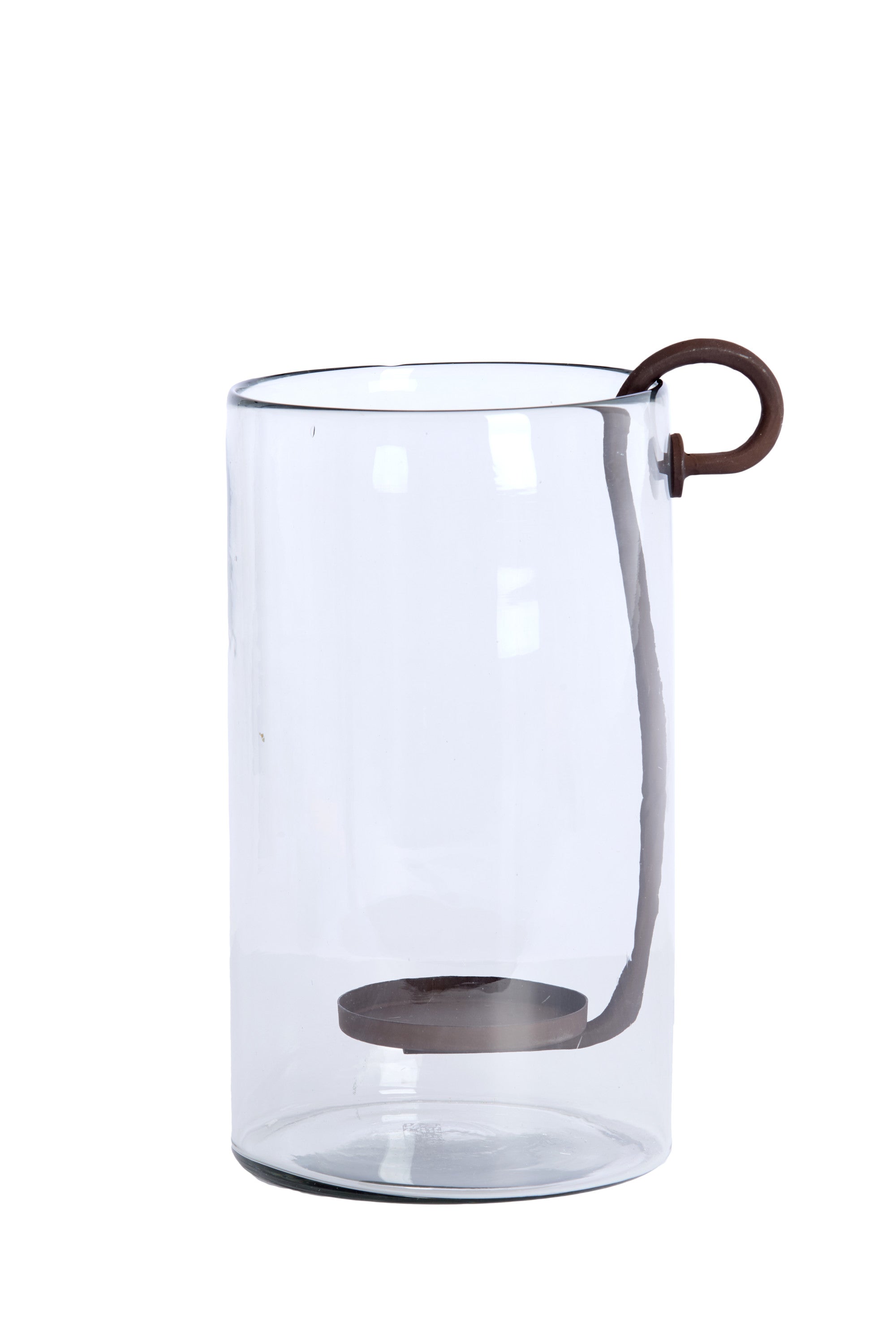 Dolega Clear & Antique Dark Brown Glass Hurricane Candle Holder 33cm