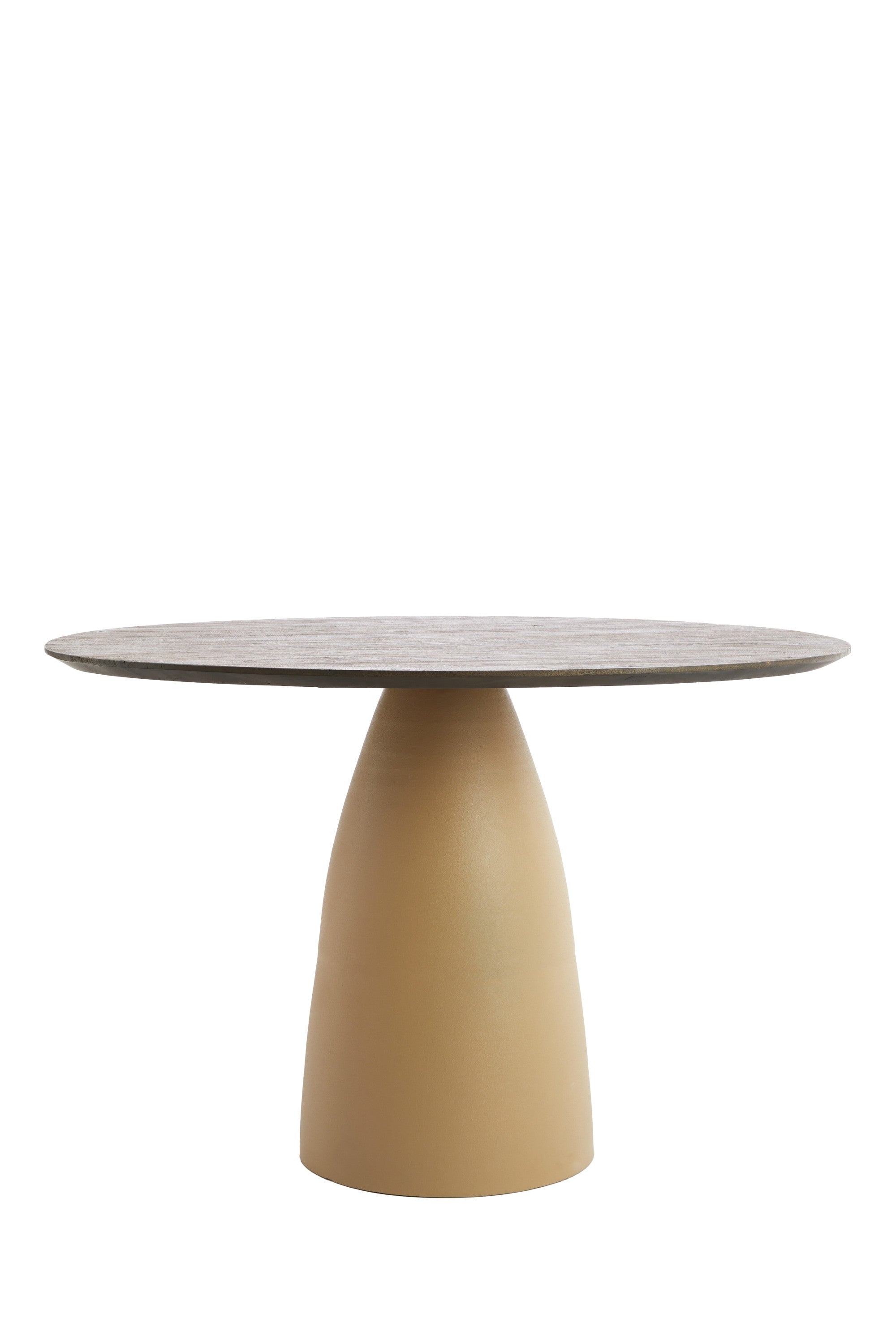 Palmira Oiled Brown Wood & Matt Beige Round Dining Table 120cm