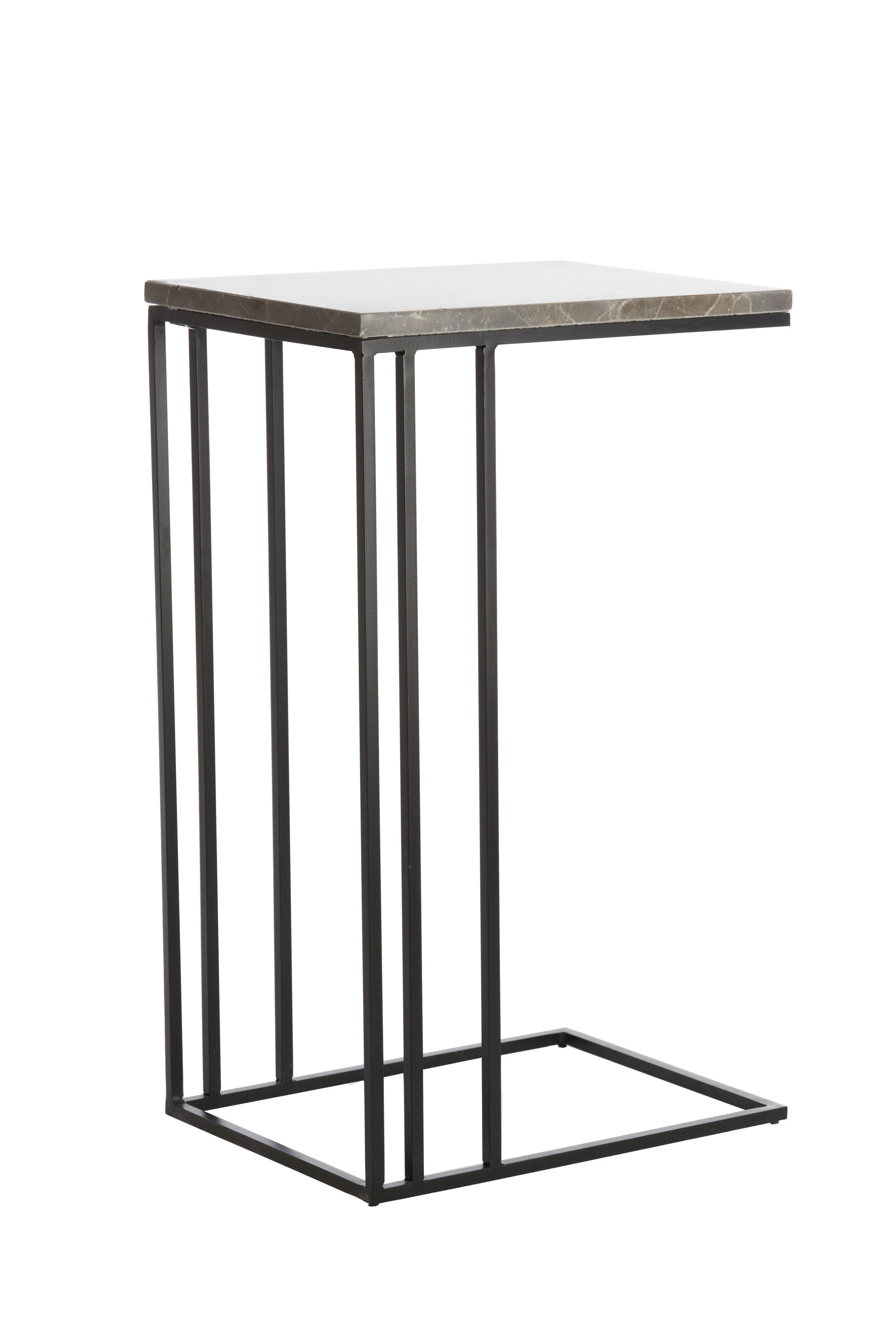 Roshan Brown Marble & Black Rectangular Side Table