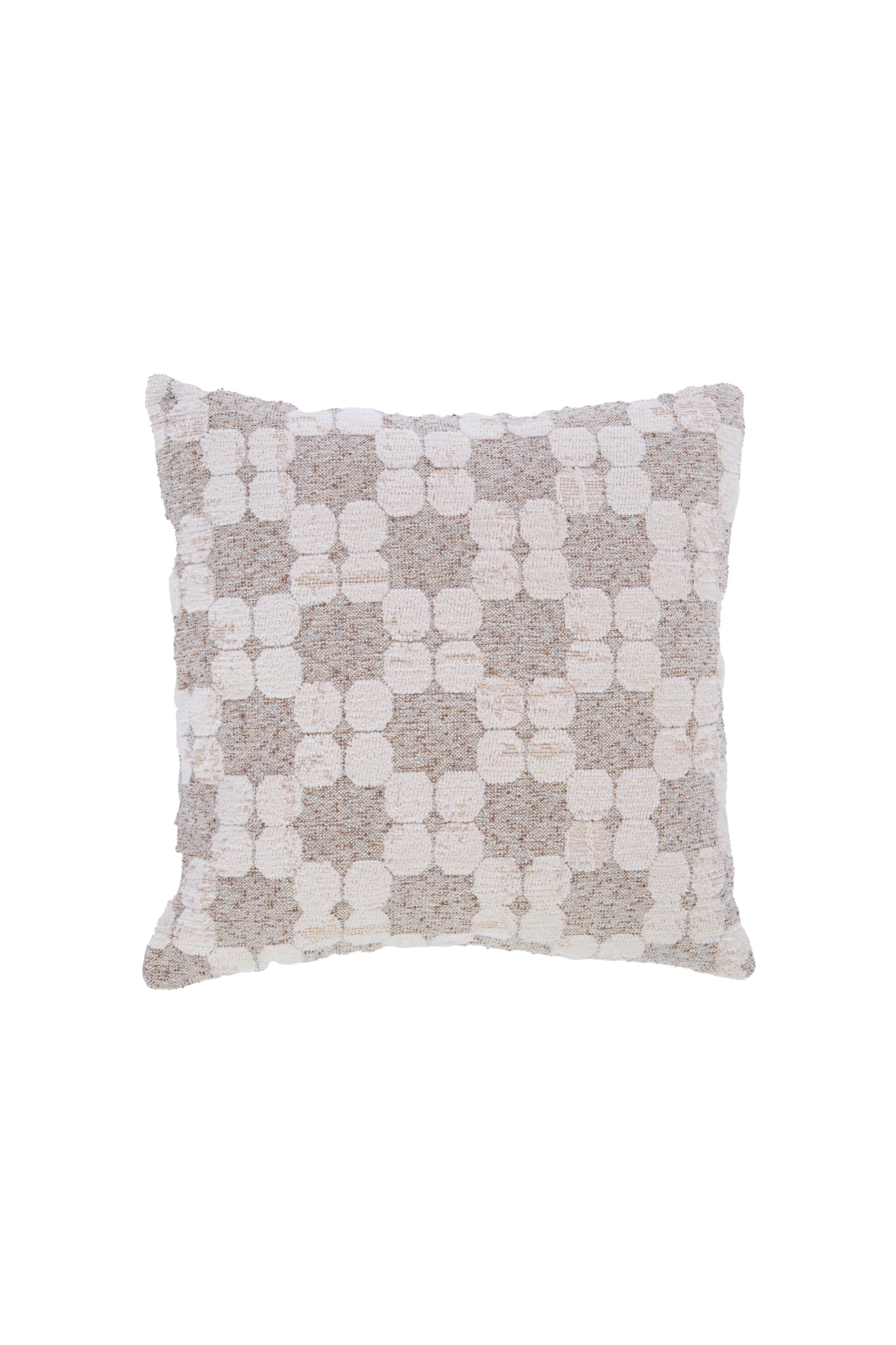 Pueblo Cream & Sand Geometric Feather Filled Square Cushion 45x45cm