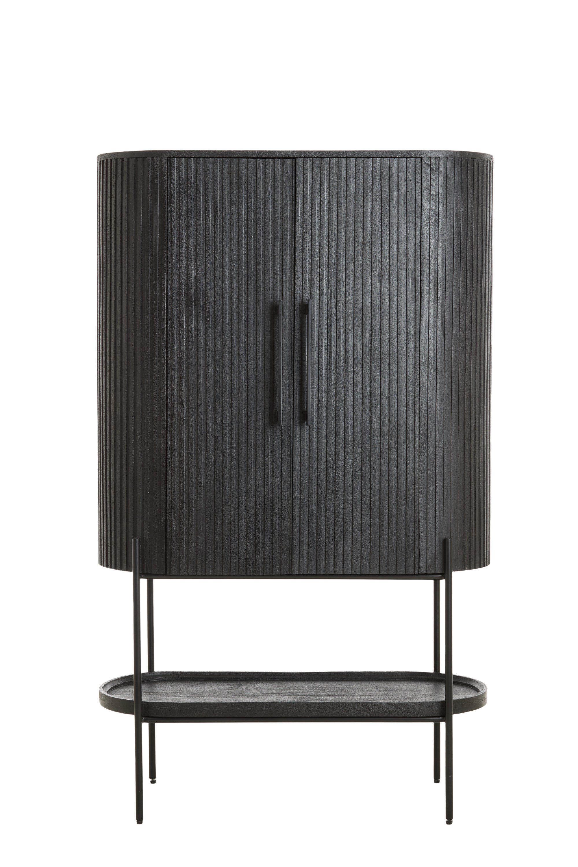 Dumosi Matt Black Wood Storage Cabinet 165cm
