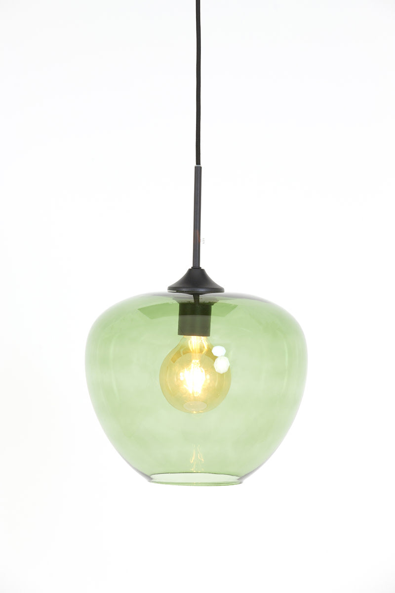 Mayson Green Glass & Matt Black Pendant Light 30cm