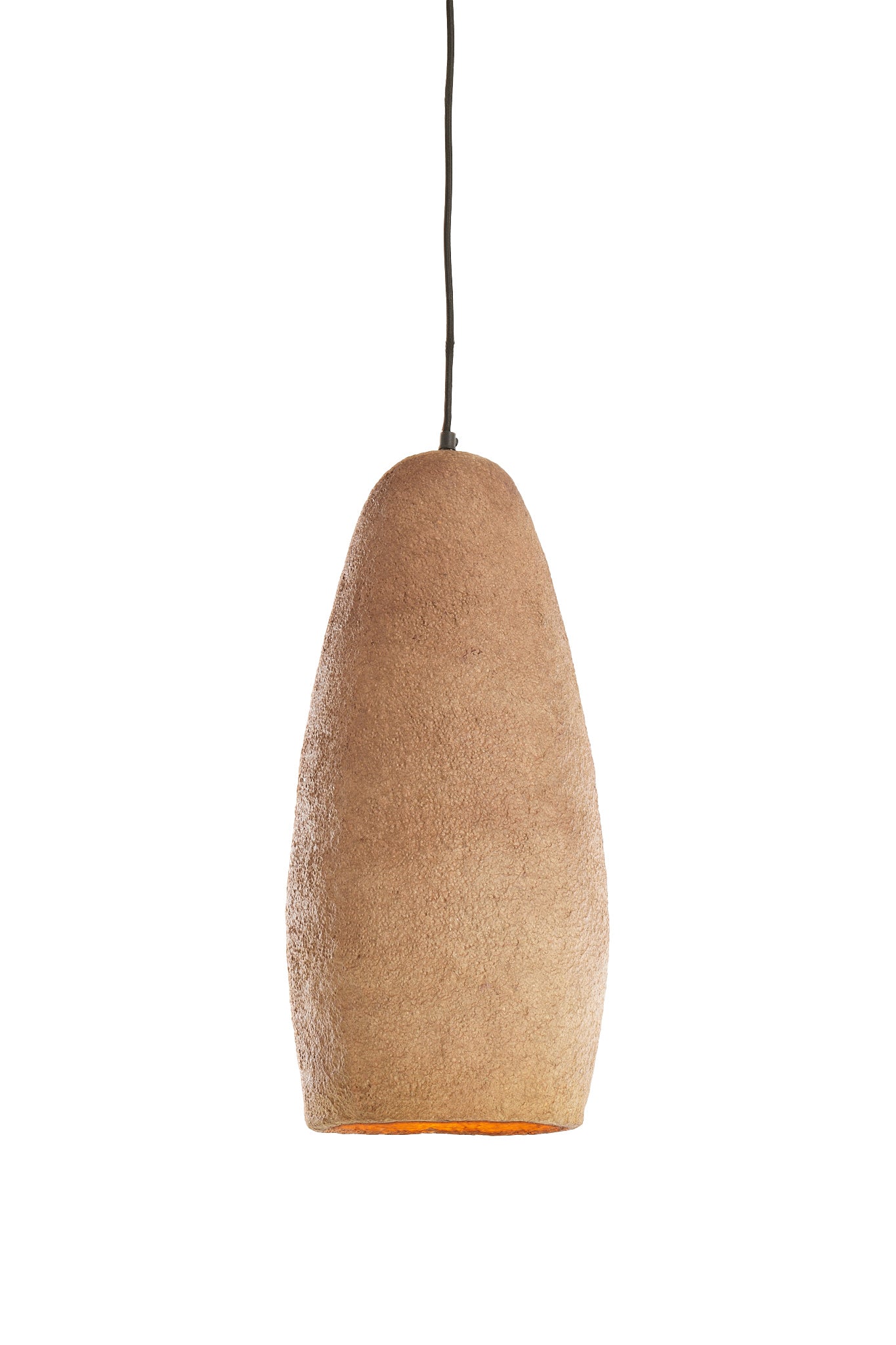 Divala Antique Dark Terracotta Papier Mâché Pendant Light 24cm