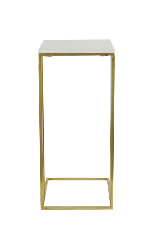 Roshan White Marble & Antique Bronze Rectangular Side Table