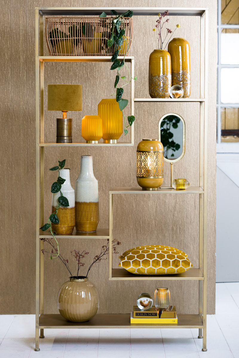 Yvana Antique Gold Metal Open Display Unit