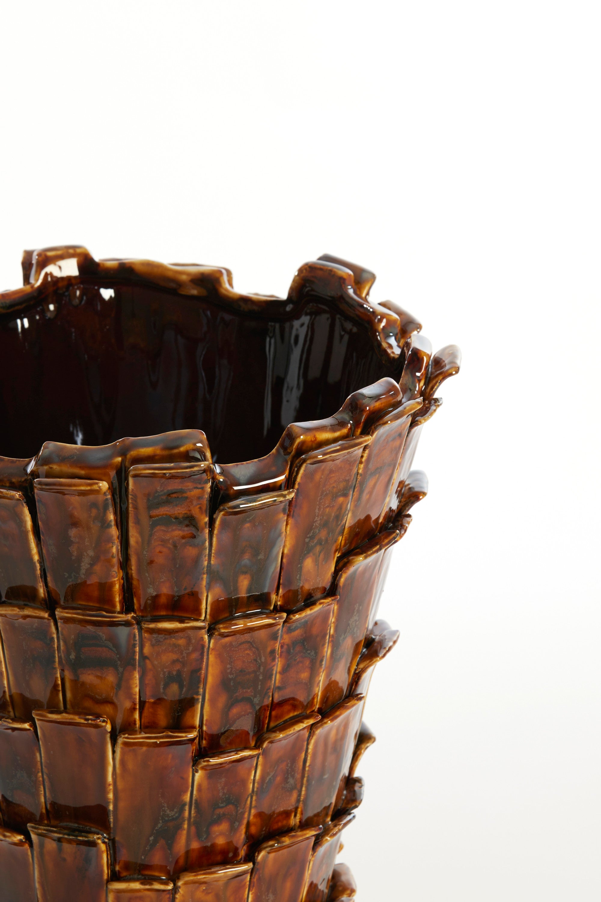 Banya Gloss Dark Brown Ceramic Vase 34cm