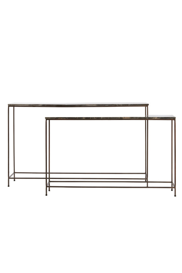Morena Set of 2 Brown Marble Console Tables