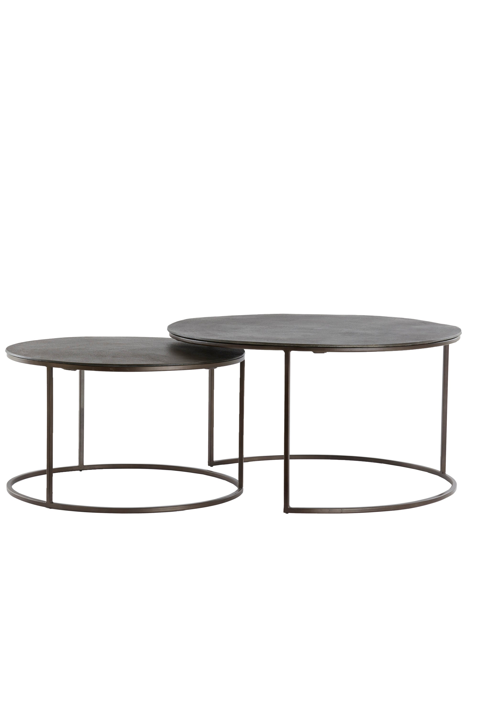 Talca Set of 2 Dark Brown Metal Round Coffee Tables Nest
