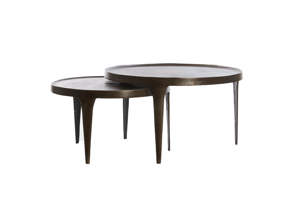 Tobias Set of 2 Dark Brown Metal Round Coffee Tables