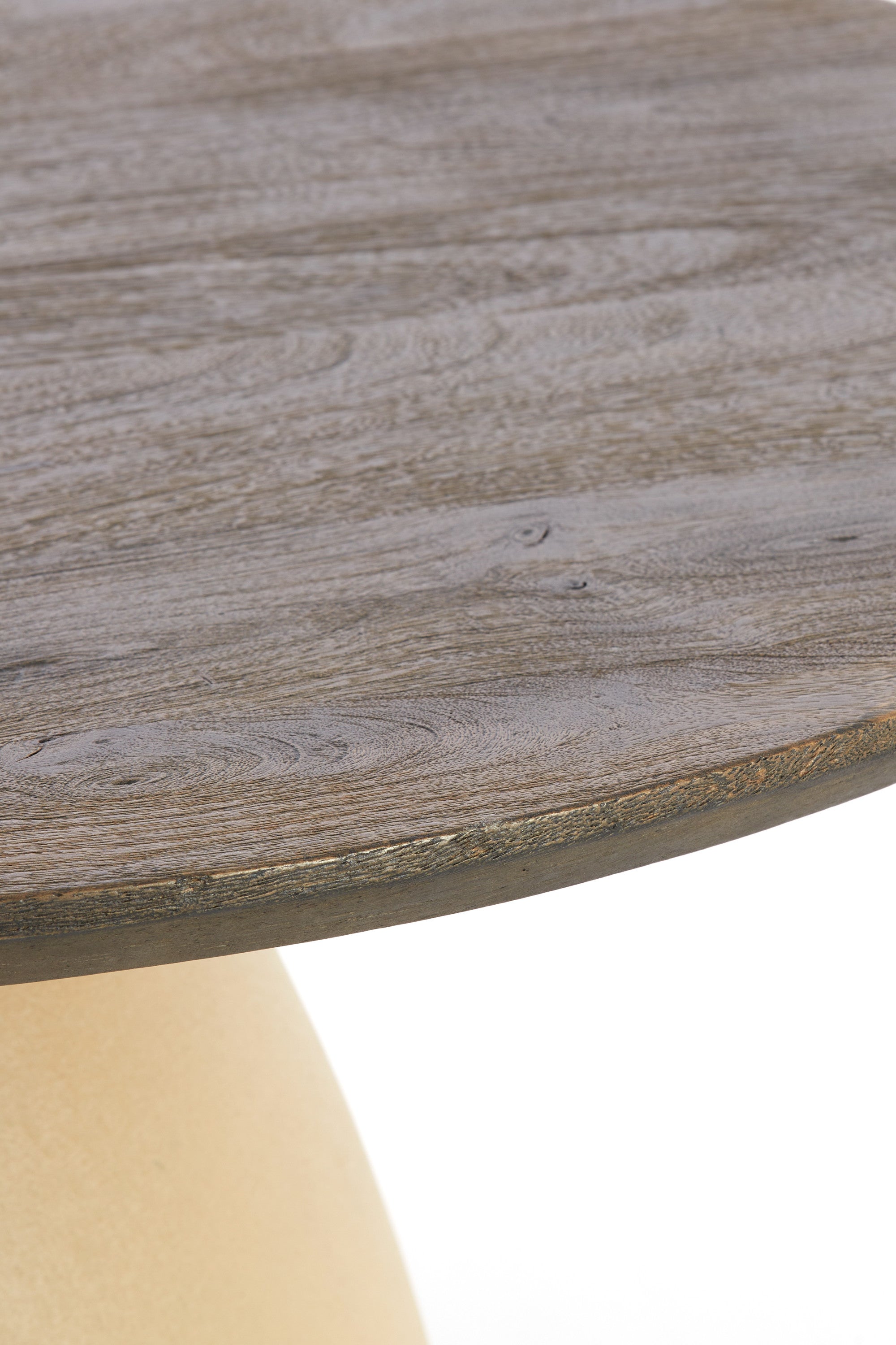 Ocana Oiled Brown Wood & Matt Beige Round Coffee Table